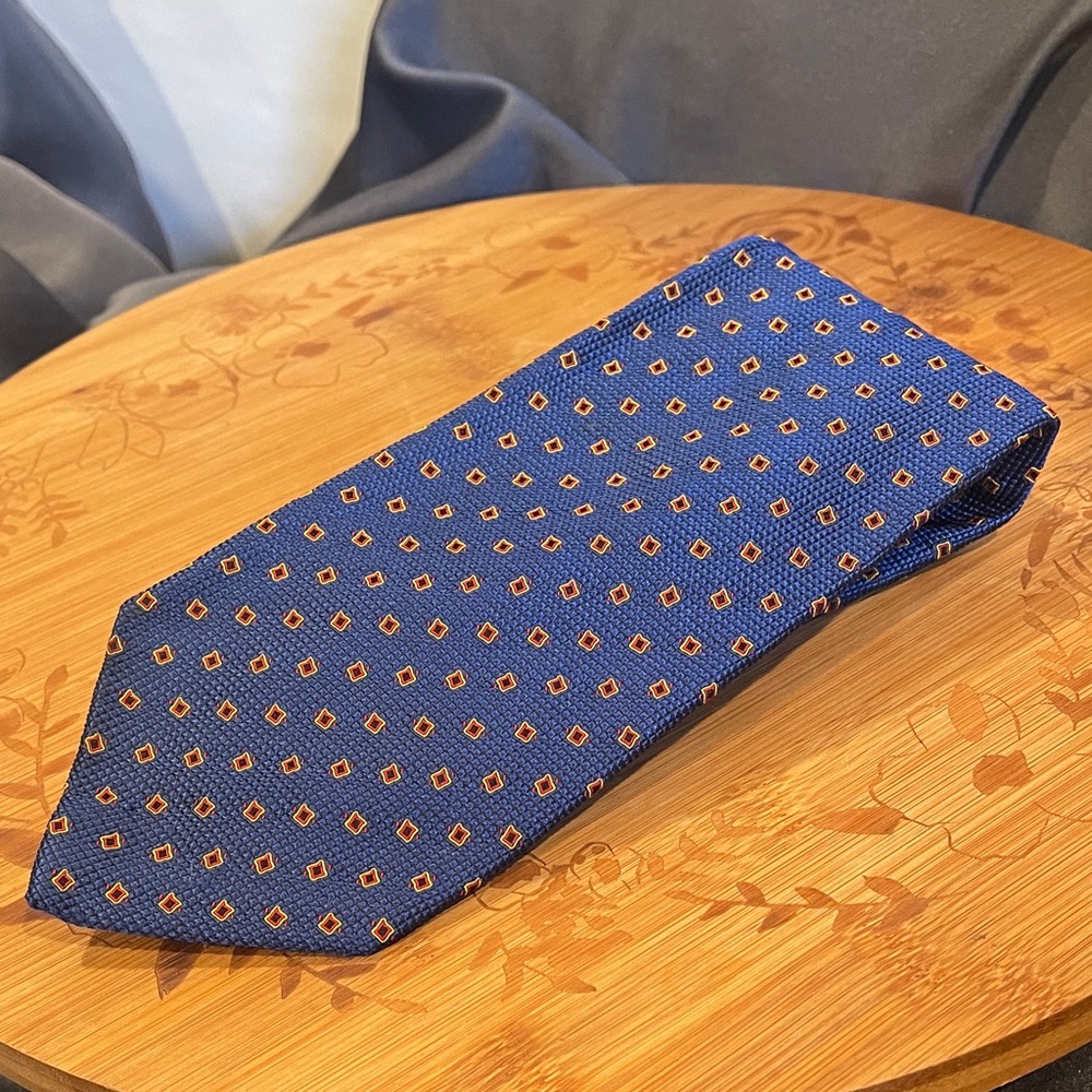 Etro Milano navy, yellow & red  Patterned Silk Men's Tie